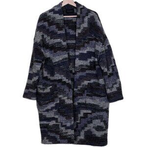 Luna Allegra Cardigan Womens M Multi LS Open Front Wool Blend Cottage Slouchy